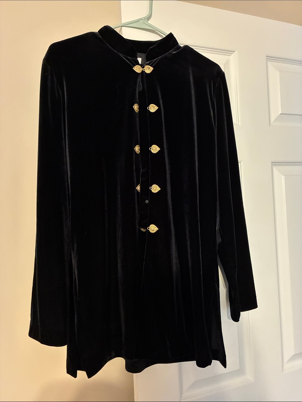 J.B.S. Black Velvet Blazer with Gold Decorative Buttons